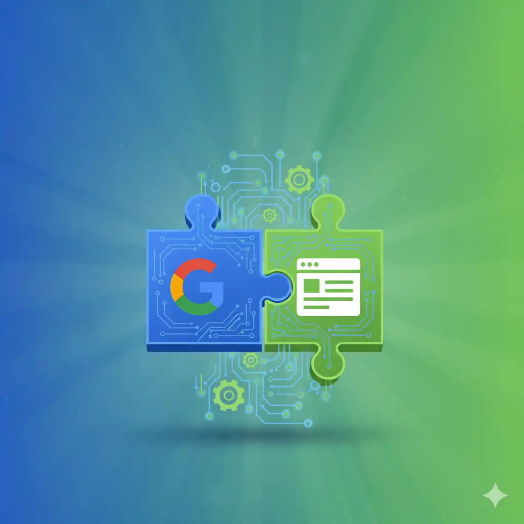 A stylized graphic shows a Google Ads logo and a web page icon fitting together like puzzle pieces, representing the concept of ad-to-page matching.